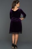 Mor Büyük Beden Kadife Elbise AR38092