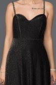 Siyah Simli Uzun Abiye Elbise AB3434