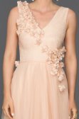 Somon Çiçek Detaylı V Yaka Abiye ABU169