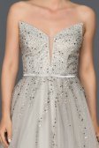 Gümüş Taşlı Straplez Abiye AB314