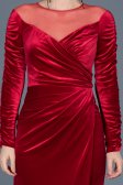 Robe de Soirée Longue en Velours Rouge ABU527