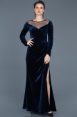 Robe de Soirée Longue en Velours Bleu Marine ABU527