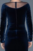 Robe de Soirée Longue en Velours Bleu Marine ABU527