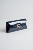 Sac Portefeuille Cuir Verni Bleu Marine V452