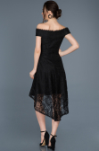 Robe de Soirée Devant court Dos long Lacé Noir ABO018