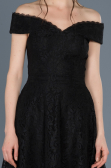 Robe de Soirée Devant court Dos long Lacé Noir ABO018