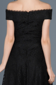 Robe de Soirée Devant court Dos long Lacé Noir ABO018