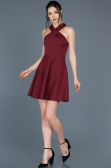 Robe de Cérémonie Courte Rouge Bordeaux ABK392
