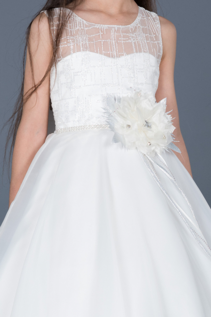 Robe de Soirée Enfants Longue Blanc ABU786
