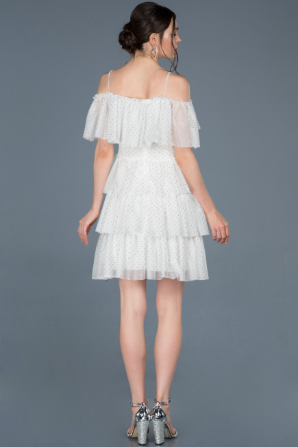 Robe de Soirée Courte Blanc ABK413