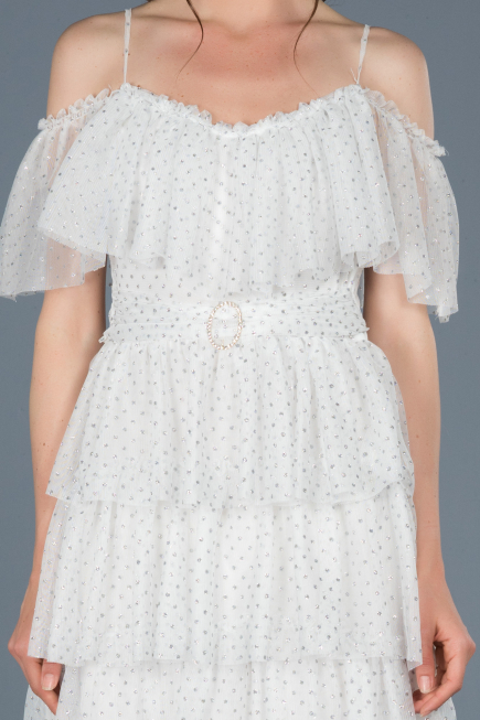 Robe de Soirée Courte Blanc ABK413