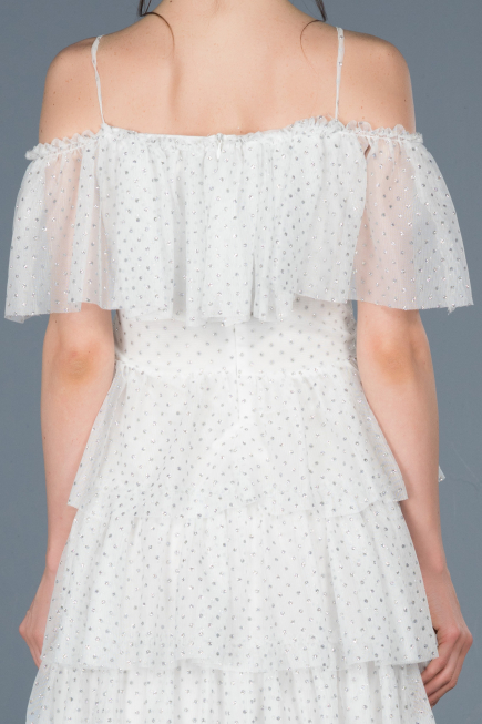Robe de Soirée Courte Blanc ABK413