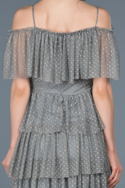 Robe de Soirée Courte Gris ABK413