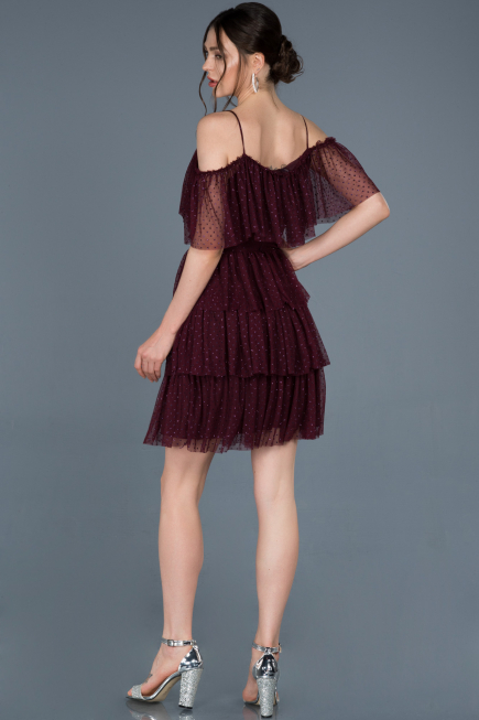Robe de Soirée Courte Prune ABK413
