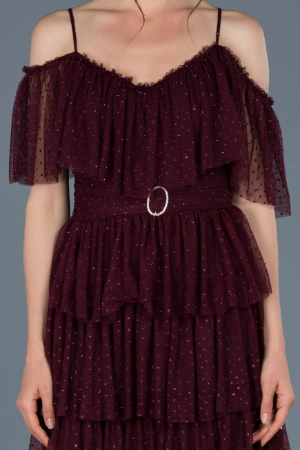 Robe de Soirée Courte Prune ABK413