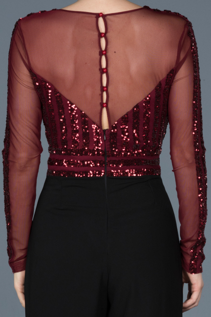 Robe de Soirée Noir-Bordeaux ABT035