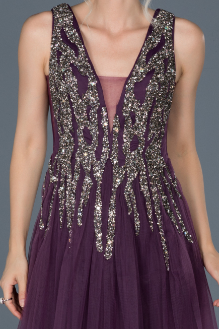Robe de Soirée Longue Pierreux Violet ABU878