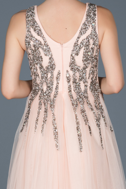 Robe de Soirée Longue Pierreux Poudre ABU878