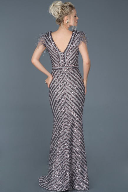 Robe de Soirée Longue Anthracite ABU881