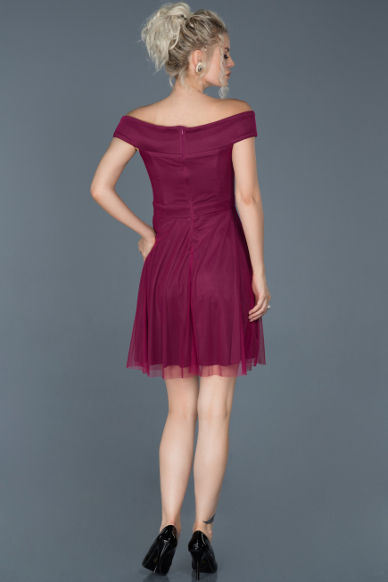 Robe d'Invitation Courte Prune ABK015