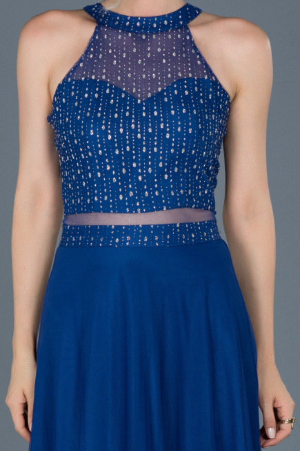 Robe de Fiançaille Longue Bleu Saxe ABU766