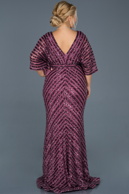 Robe de Soirée Grande Taille Longue Prune ABU900