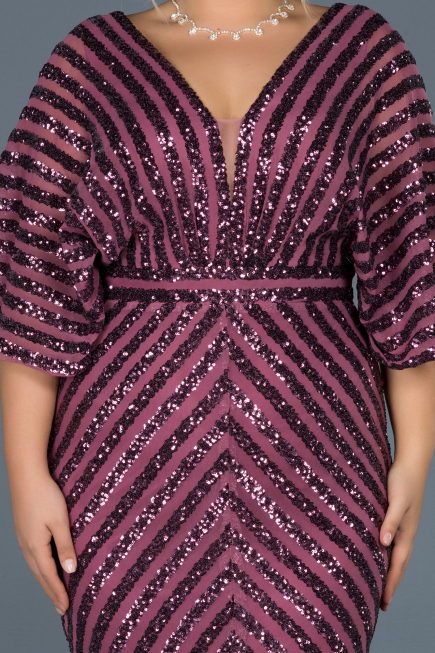 Robe de Soirée Grande Taille Longue Prune ABU900