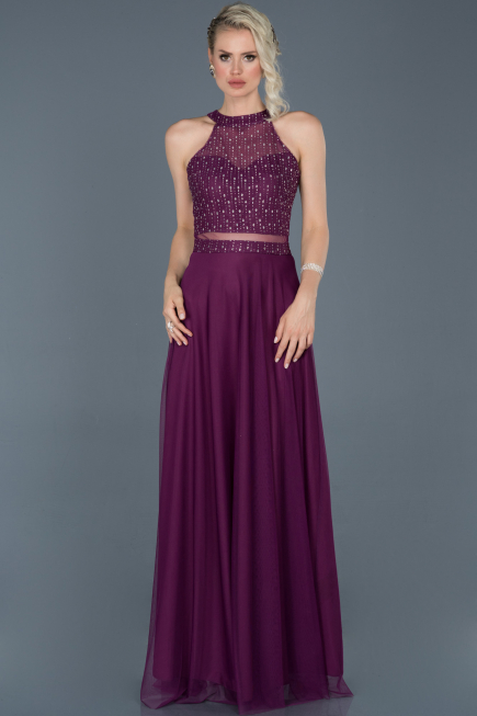 Robe de Fiançaille Longue Prune ABU766