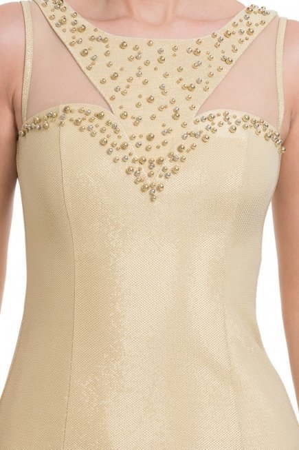 Uzun Gold Abiye Elbise S3910