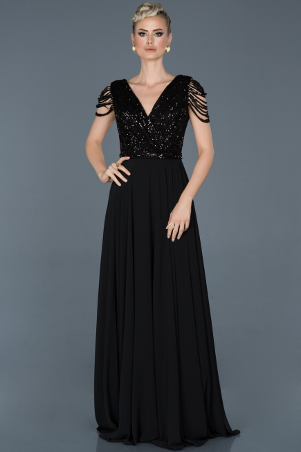 Robe de Cérémonie Longue Noir ABU932