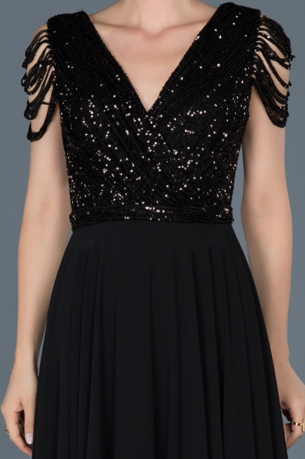 Robe de Cérémonie Longue Noir ABU932
