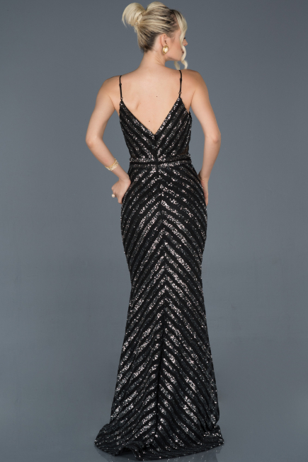 Robe Queue de Poisson Longue Noir-Argent ABU892