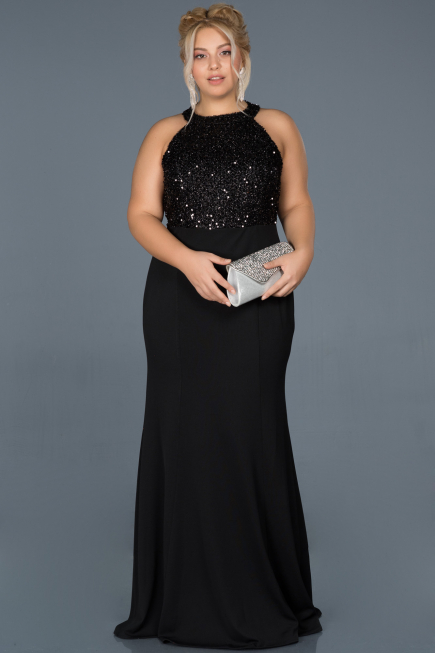 Robe Grande Taille Longue Noir ABU743