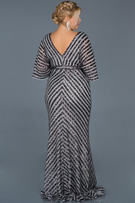 Robe de Soirée Grande Taille Longue Anthracite ABU900
