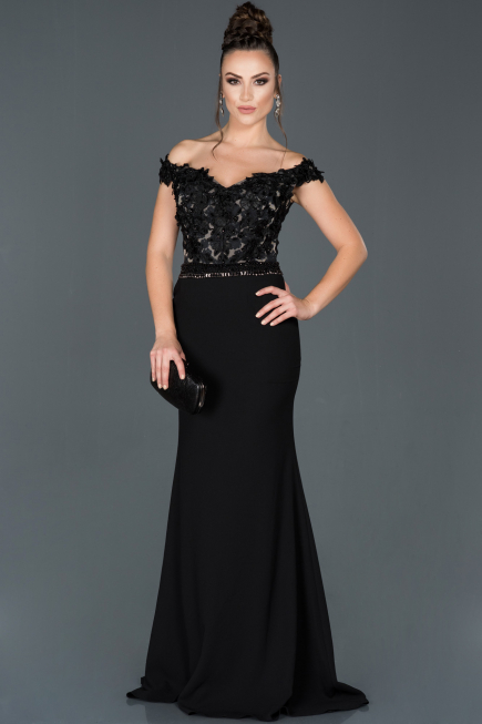 Robe Queue de Poisson Longue Noir ABU978