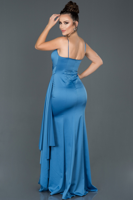 Robe de Soirée Longue Satin Indigo ABU977