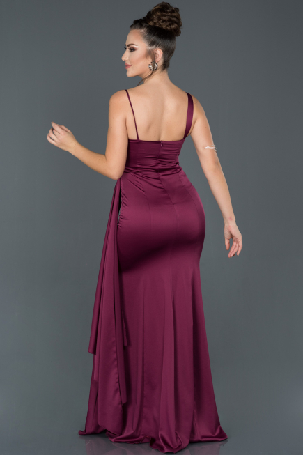 Robe de Soirée Longue Satin Couleur Cerise ABU977
