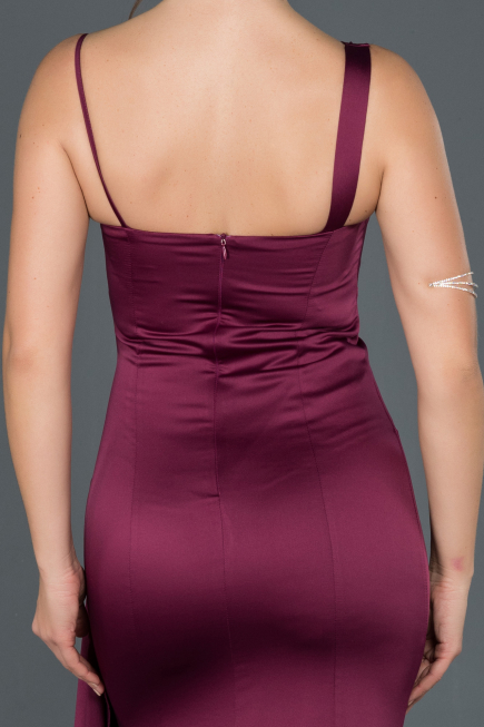 Robe de Soirée Longue Satin Couleur Cerise ABU977