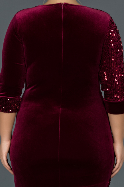 Robe de Soirée Grande Taille Courte Rouge Bordeaux ABK653