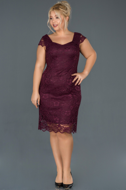 Robe Grande Taille Courte Prune ABK010