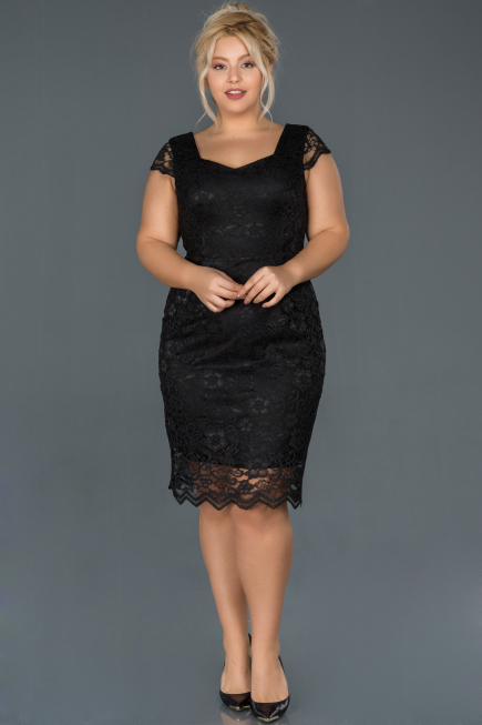 Robe Grande Taille Courte Noir ABK010
