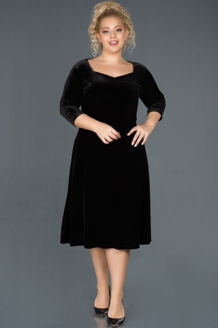 Robe de Soirée Grande Taille Midi Noir ABK684