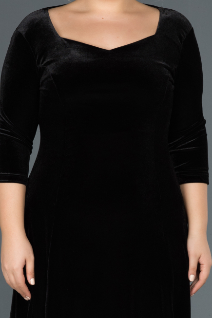 Robe de Soirée Grande Taille Midi Noir ABK684