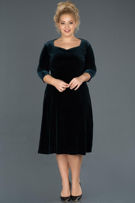 Robe de Soirée Grande Taille Midi Émeraude ABK684
