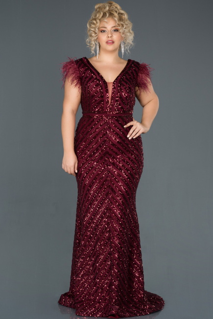 Robe de Soirée Longue Rouge Bordeaux ABU1044