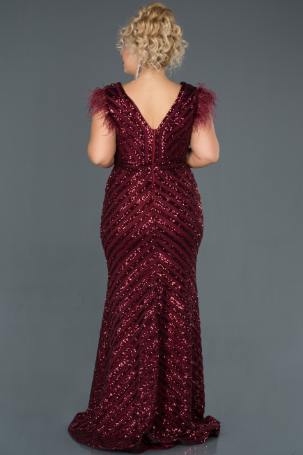 Robe de Soirée Longue Rouge Bordeaux ABU1044