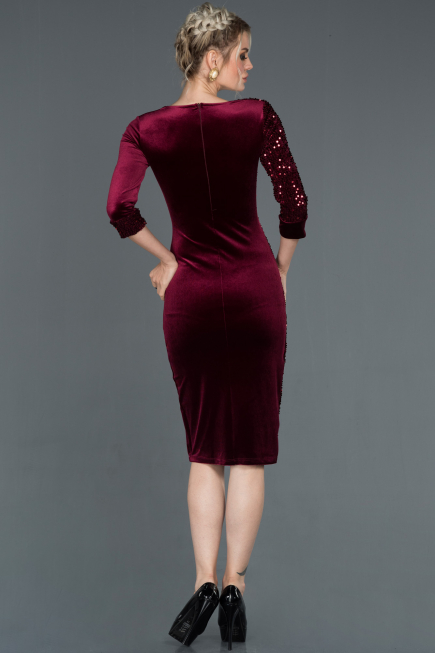 Robe de Cérémonie Courte Rouge Bordeaux ABK704