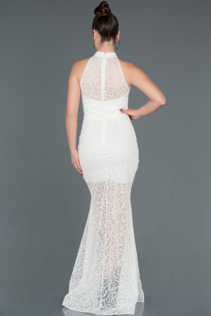 Robe Queue de Poisson Longue Blanc ABU1101