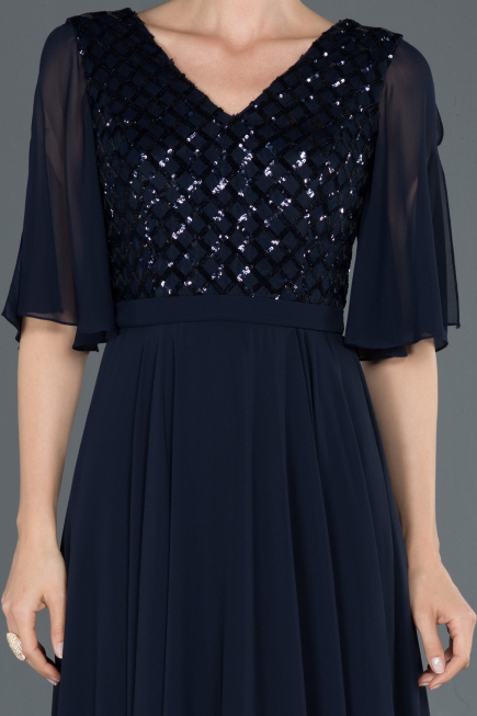 Robe de Cérémonie Longue Bleu Marine ABU676