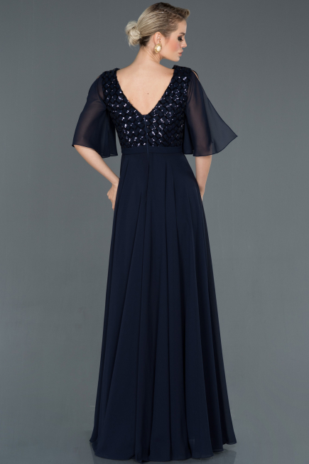 Robe de Cérémonie Longue Bleu Marine ABU676